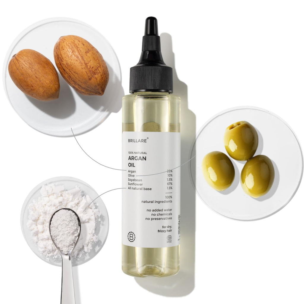 Brillare Argan Hair Oil, with the Goodness of Olive oil & Sunflower Oil, for Dry & Frizzy Hairs