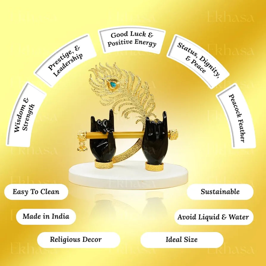 Ekhasa Lord Krishna Hands with Flute Idol Black Krishna Hands