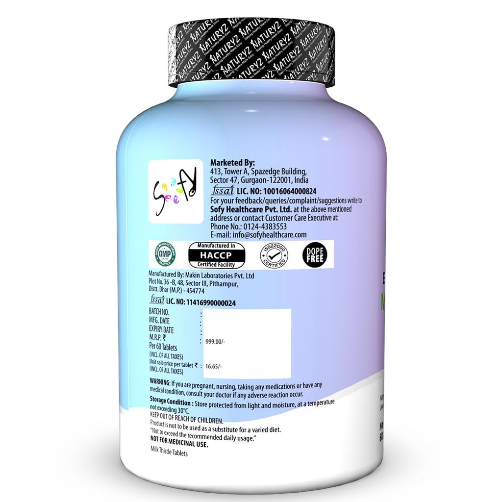 NATURYZ Extra Strength Milk Thistle 1400mg Liver detox supplement | Supports Liver Health & Natural Detox | Standardized for Silymarin | Maintain Liver Function & Antioxidant Balance | 60 Veg Tablets