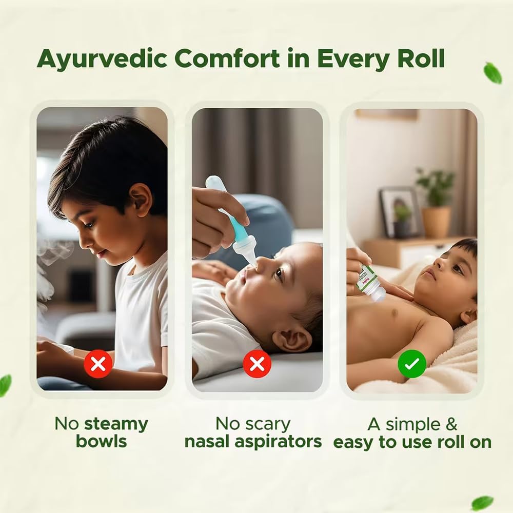 BabyOrgano Ayurvedic Cold Relief Roll On for Babies 0+ Months | With Eucalyptus, Tulsi & Lavender | Soothes Blocked Nose, Cough & Congestion | Camphor-Free | Pediatrician Tested, AYUSH Approved | 40ml
