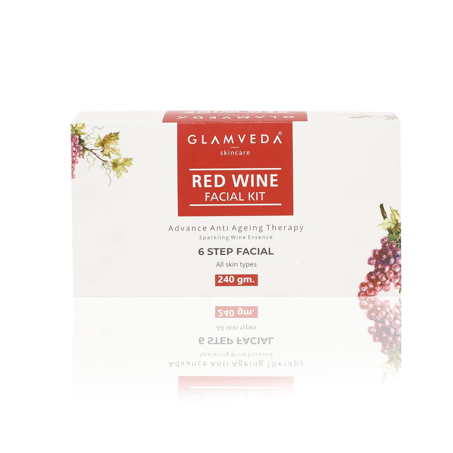 Glamveda Red Wine Advance Anti Ageing Facial Kit - 110 gms