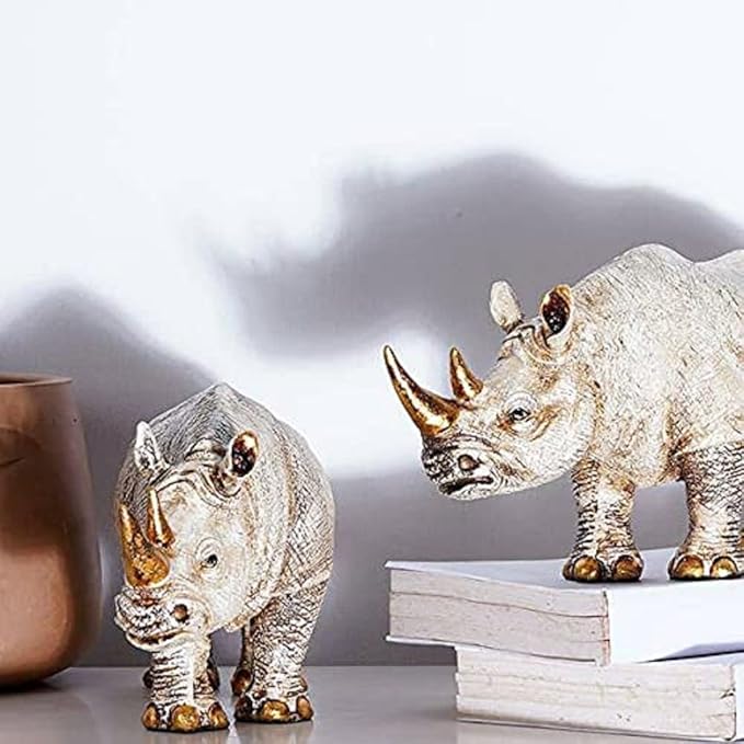 Indicast Resin 12" Inch One Horned Rhinoceros Showpiece Table Accent Collectible Figurines for Home Interior Decor
