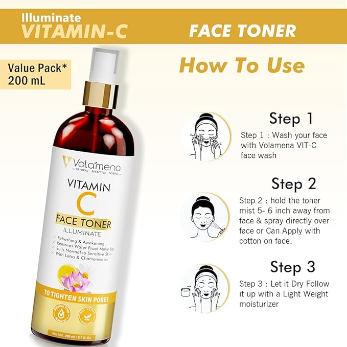 Volamena Vitamin C Face Toner for Glowing & Brightening Skin - 200 ml