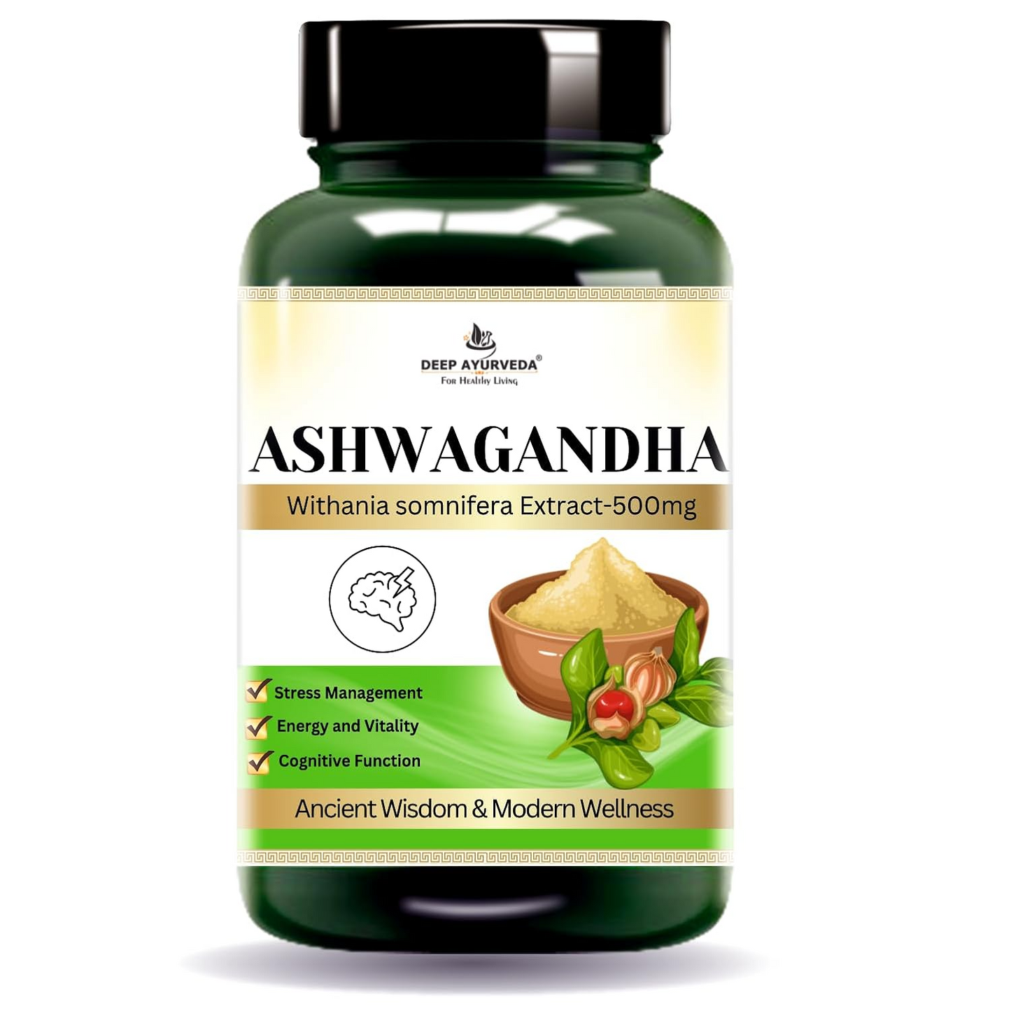 Deep Ayurveda Ashwagandha 500mg Veg Capsules