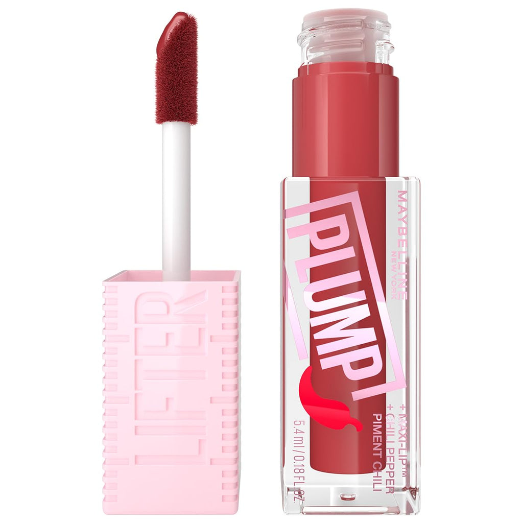 Maybelline New York Lifter Plump, Plumping Lip Gloss, Hot Chili | 30% Instantly Plumper Look