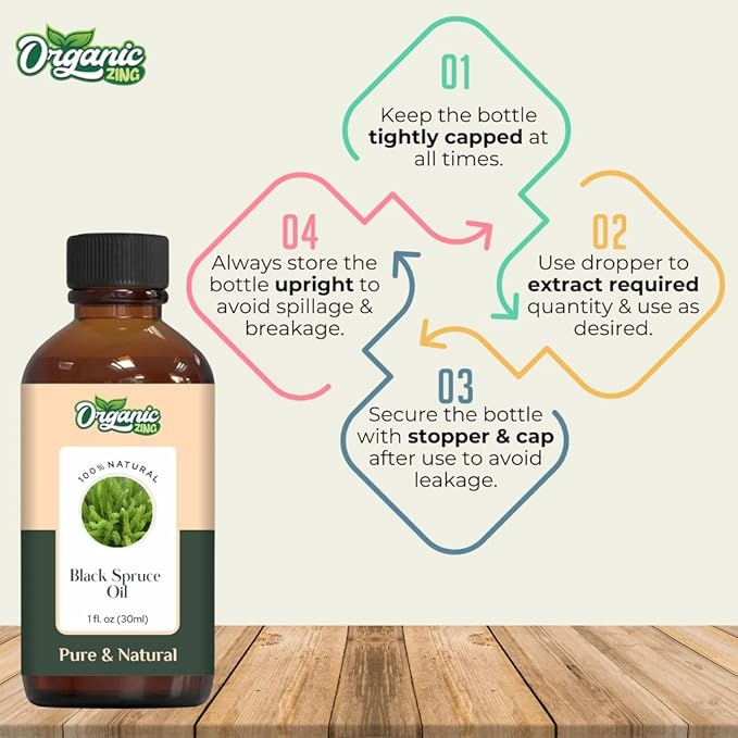 Organic Zing Black Spruce (Picea Mariana) Oil | Essential Oil for Massage, Aroma & Diffuser - 30 Ml