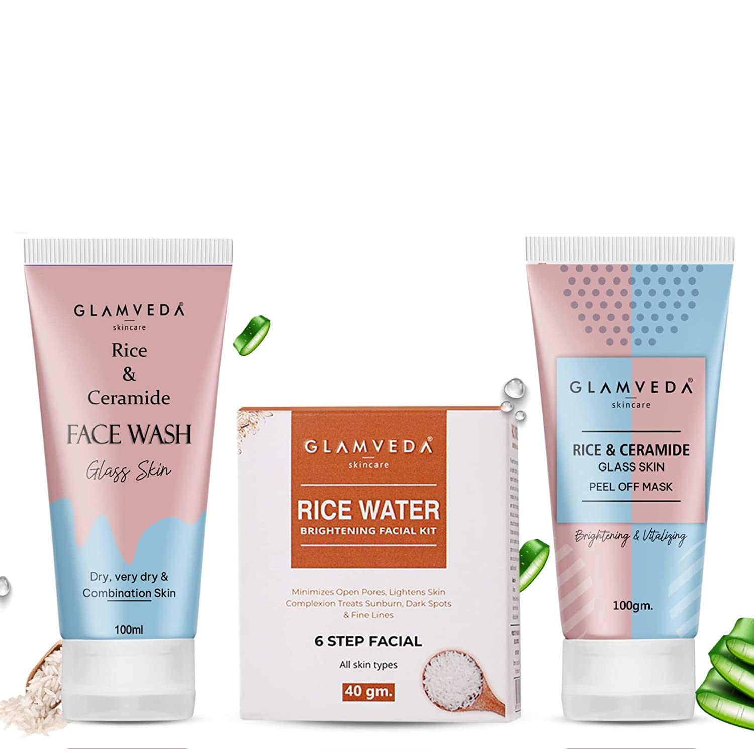 Glamveda Rice & Ceramide Korean Glass Skin Combo