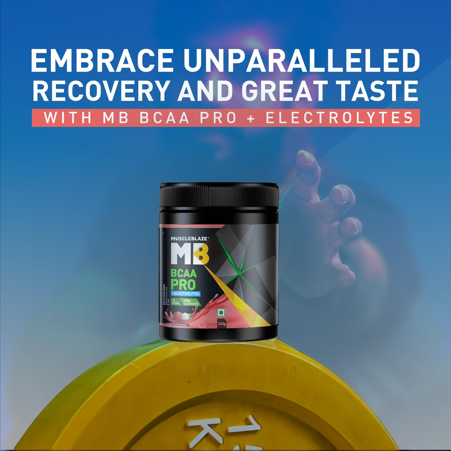 MuscleBlaze BCAA Pro Powder, Powerful Intra Workout (Litchi, 240g, 30 Servings) | With 5g BCAAs & 500mg Electrolytes