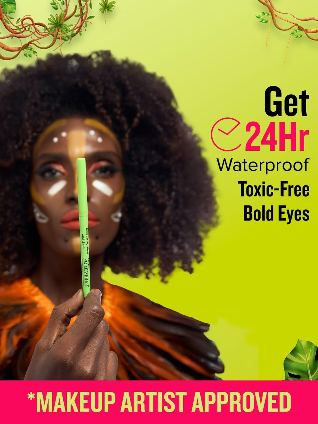 Daily Life Forever52 Amazonic Black Kajal | 24Hr Long Stay | One Stroke Smooth Glide | Waterproof, Smudgeproof & Fadeproof | Deep Matte Finish | Vegan, Cruelty Free & Dermatologically Tested (0.35g, 1pc)