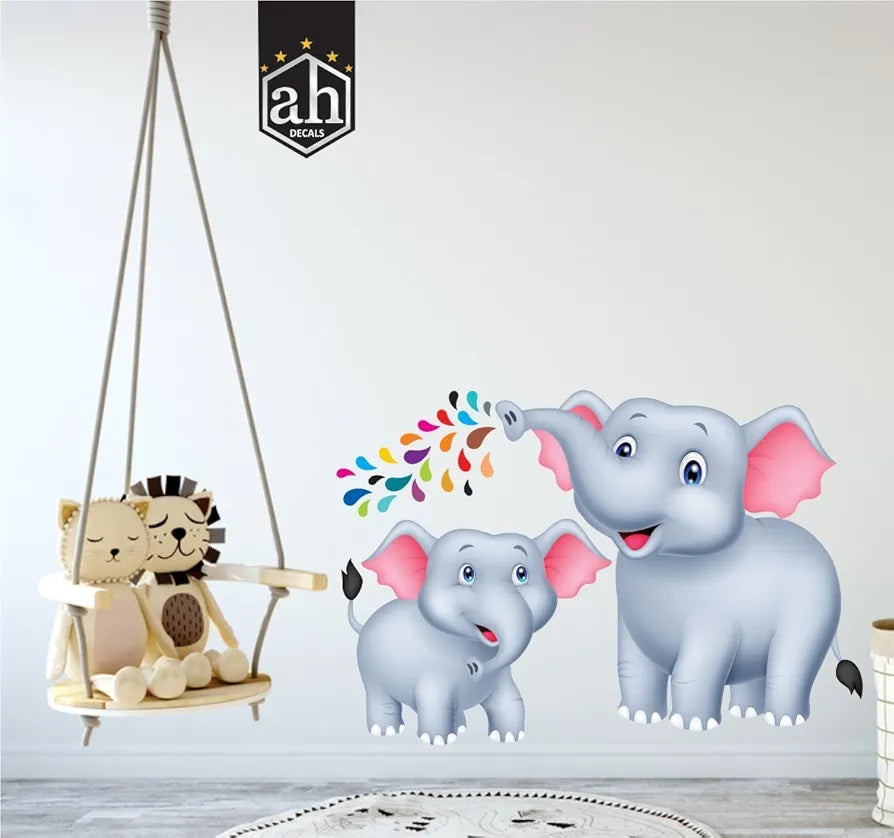 AH Decals Kids Wall Sticker Elephant 3D Wall Stickers PVC Vinyl Wall Art Decorative for Kids Room Play School- 66 CM X 50 CM or 26 X 20 Inches Multicolour-Self-Adhesive