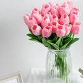 5 Pcs Artificial Tulip Lily Flowers Bunch Faux Pink Fabric Flowers