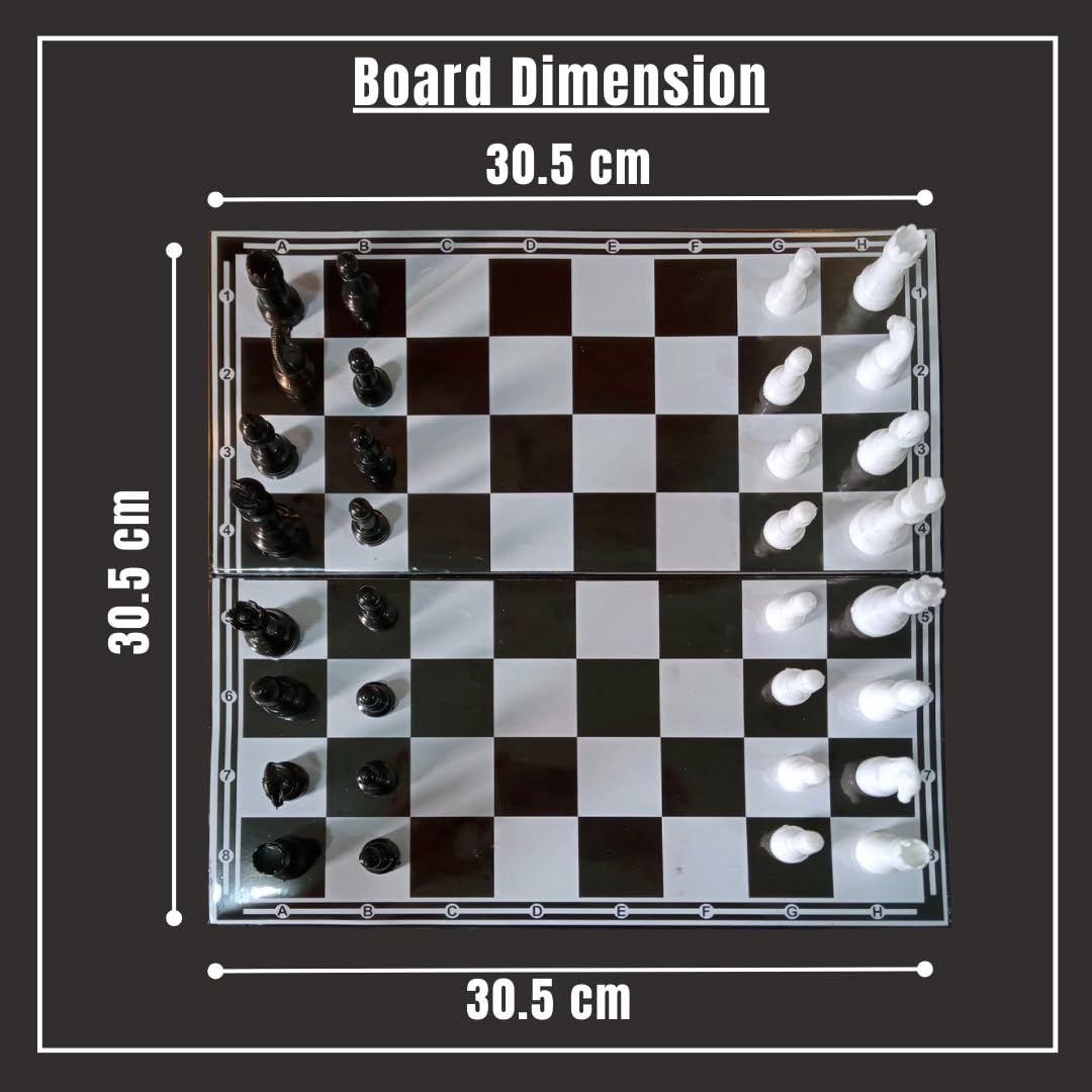 Kids Mandi Foldable Chess Board Set Black and White Chess Pieces