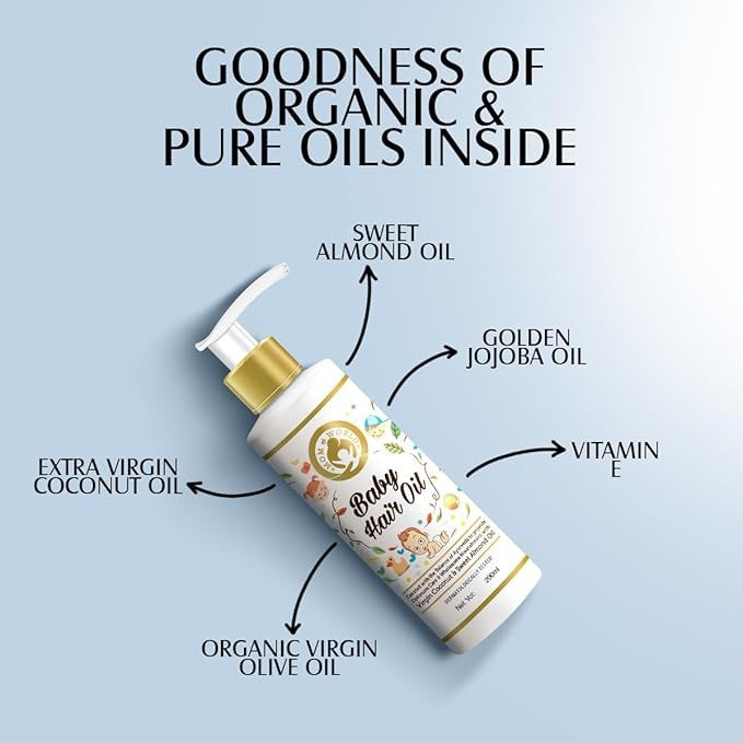 Mom & World Baby Hair Oil With Organic & Coldpressed Natural Oil - 200 ml