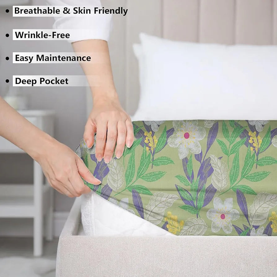 Homekart Premium Microfiber Elastic Fitted Bedsheets with 2 King Size Pillow Covers Double Bed with 180 TC Supersoft