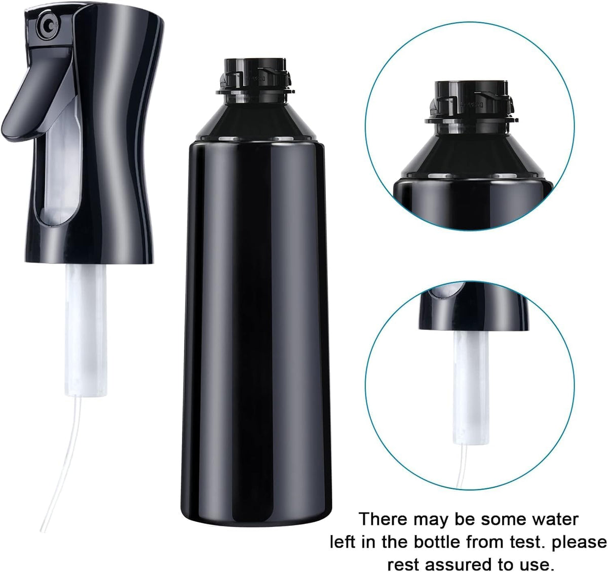 (Black, 300ml) Refillable Empty Mist Water Spray Bottle for Taming Hair in Morning, Hairstyling, Plants, Pets (Black, 300ml)