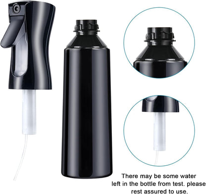 (Black, 300ml) Refillable Empty Mist Water Spray Bottle for Taming Hair in Morning, Hairstyling, Plants, Pets (Black, 300ml)