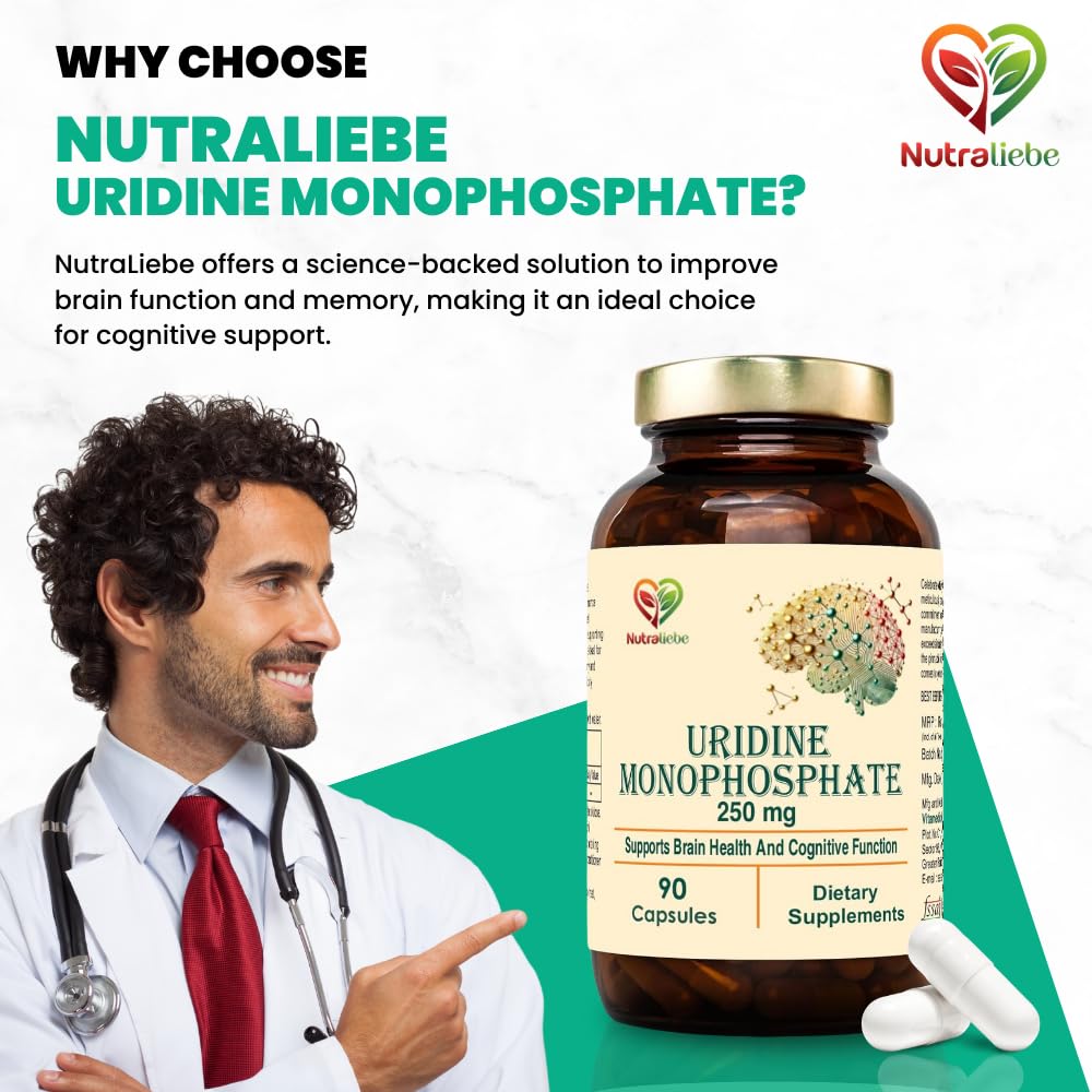 Nutraliebe Uridine Monophosphate 250mg â€“ 90 Capsules | Dietary Supplement | Supports General Health & Wellness | Non-GMO & Gluten-Free