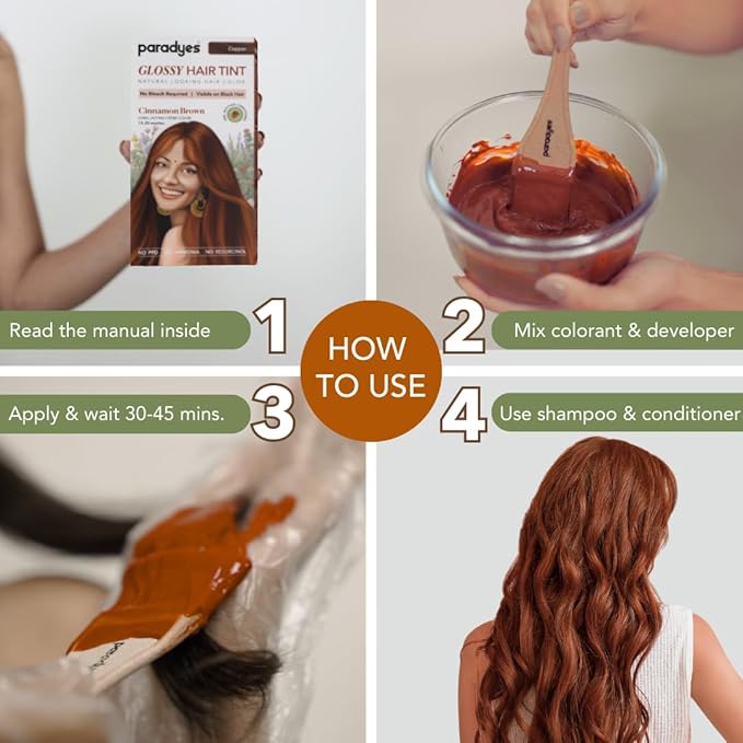 Paradyes No Bleach Cinnamon Brown Glossy Hair Tint - 160 Gms | Copper Colour