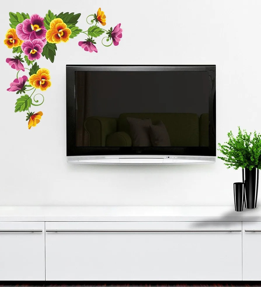 Decals Design Viola Flower Branch Wall Sticker Multicolour