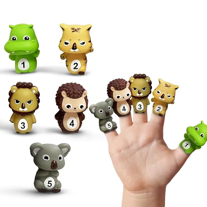 Wembley 5 Pcs Wild Animal Finger Puppet Toy for Kids
