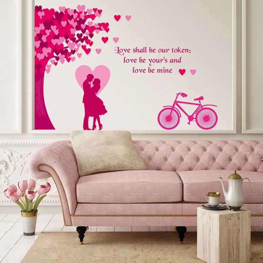 Rangoli New Modern Art Beautiful Love Couple Under a Tree Large Wall Sticker Size-50cm*70cm