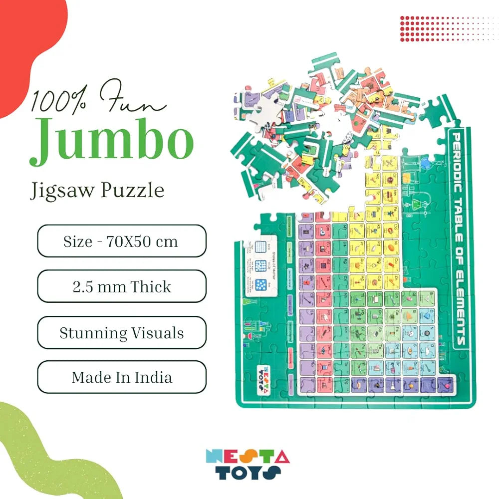 Nesta Toys Floor Puzzle & Game Periodic Table of Elements Jigsaw Puzzle, Educational Toy, Gifts for Boys & Girls Ages 6 to 14 108 pcs, 70 x 50 cm