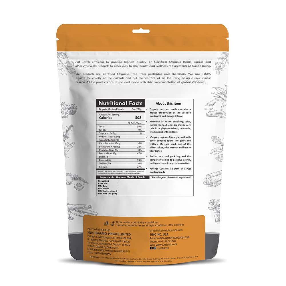 Just Jaivik Organic Mustard Seeds - 227 gms