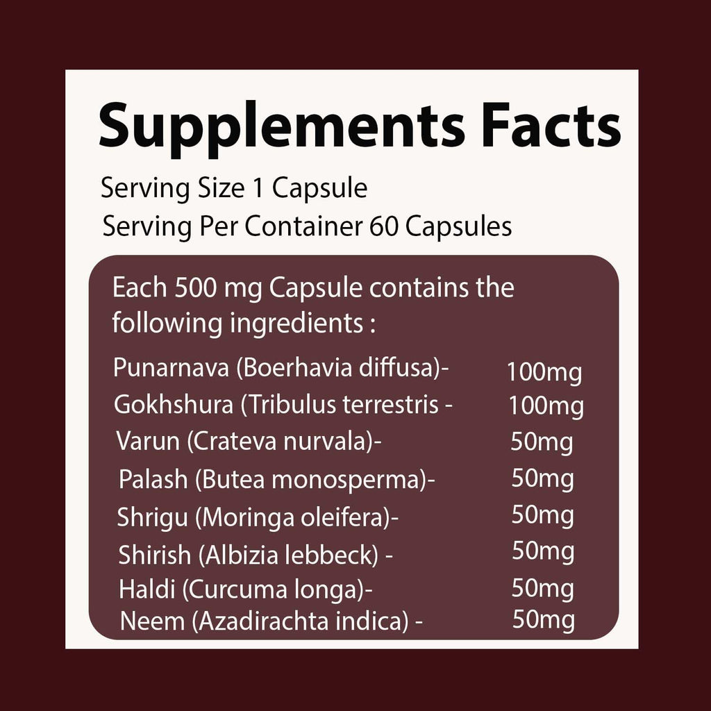 UroEase for Kidney & Uric Acid Support | Ayurvedic Supplement for Urinary Tract & Detox | Herbal Kidney Cleanse | 60 Veg Capsules
