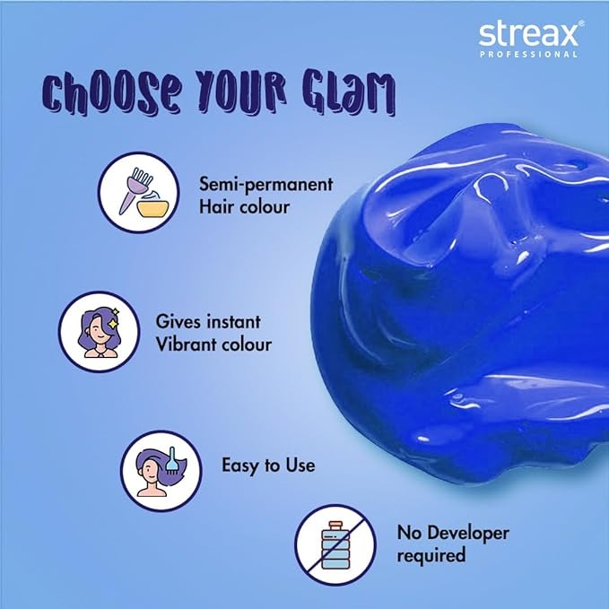Streax Professional Hold And Play Funkey Colour - Wonder Blue - 100 gms