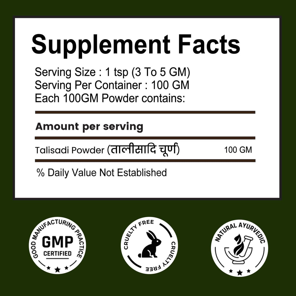 Organic Talisadi Powder Churna | Suitable For all Ages (Pack of 1, 100g)