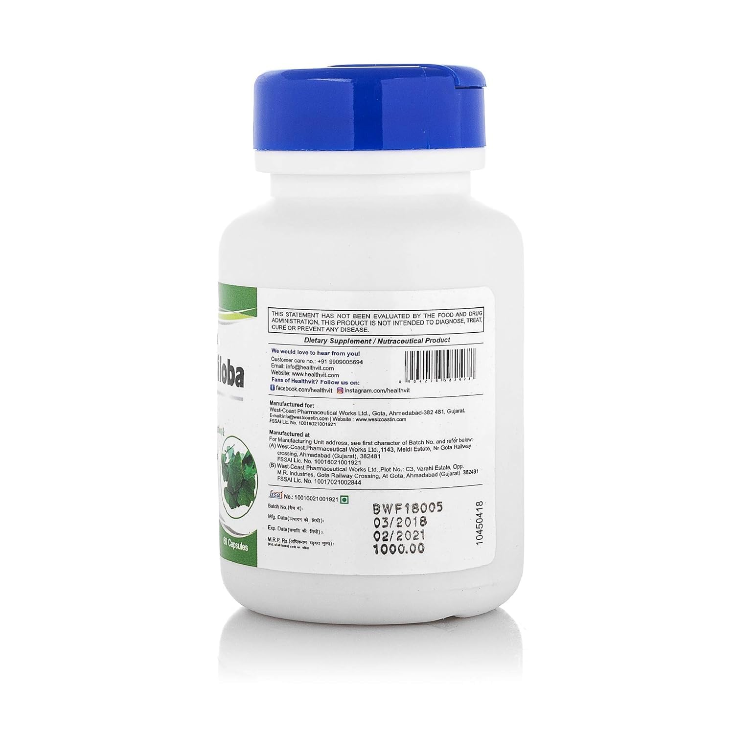 Healthvit Ginkgo Biloba 180 mg - 60 Capsules