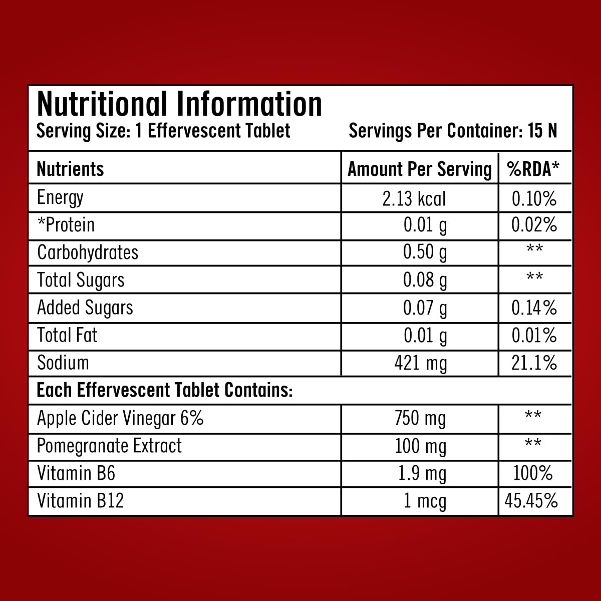 GNC Apple Cider Vinegar Effervescent Tablets | 750mg ACV With The Mother | Supports Weight Loss | Healthy Gut & Digestion | With 6% Acetic Acid, Vitamin B6 & B12 | Apple Flavor - 15 Tablets