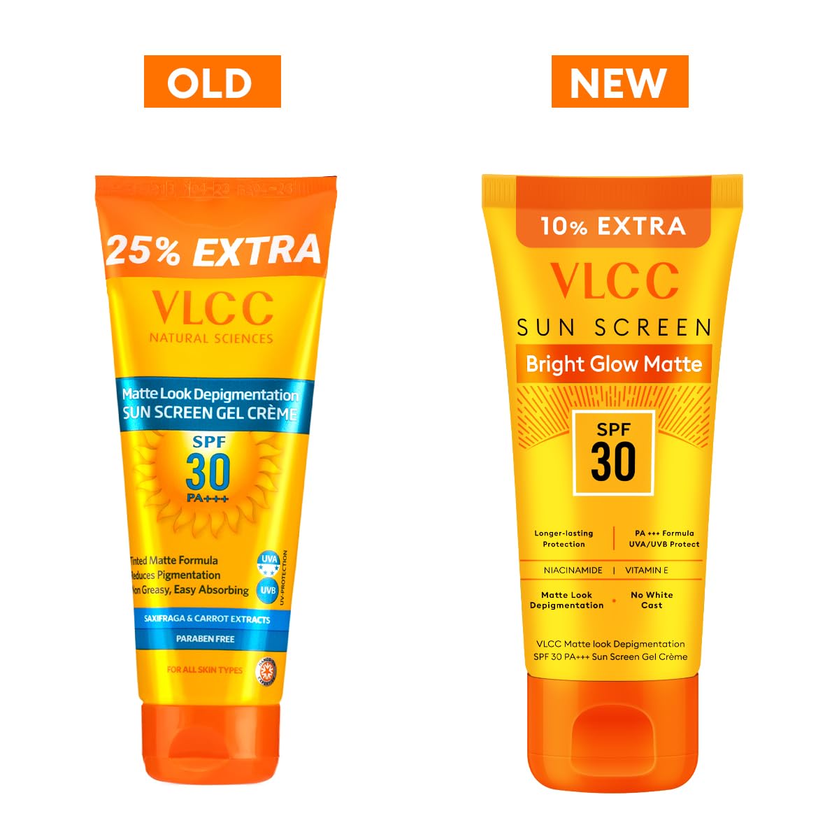 VLCC Bright Glow Matte SPF 30 PA ++ Sunscreen Gel Crème - 100g + 10g Extra - Helps Depigmentation, Non-Greasy Tinted Matte Formula with Broad Spectrum Protection