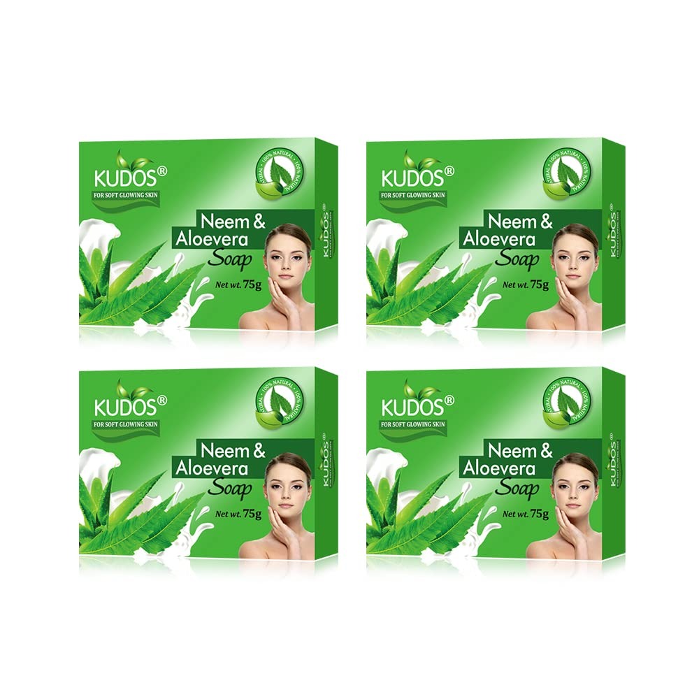 Kudos Best of Natural Ingredients Antiseptic and Moisturising Bathing Soap - 75 gms (Pack of 4)