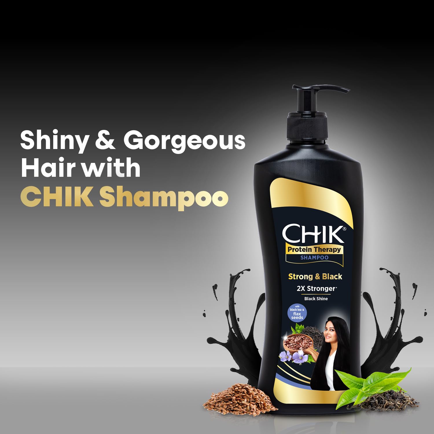 Chik Protein Therapy Shampoo| For Strong & Black Hair | With The Goodness Of Black Tea, and Flax Seeds | 340ml
