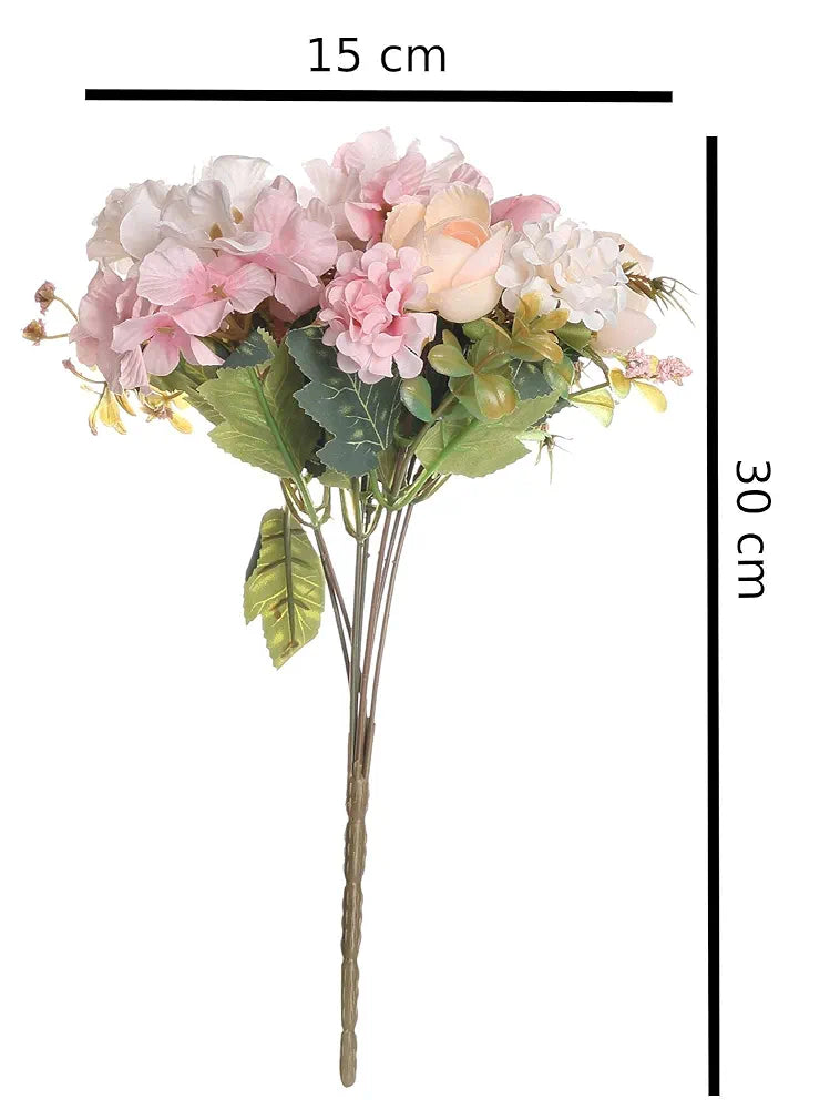Artificial Head Rose Peony Fake Flower Sticks Bunch Light Pink