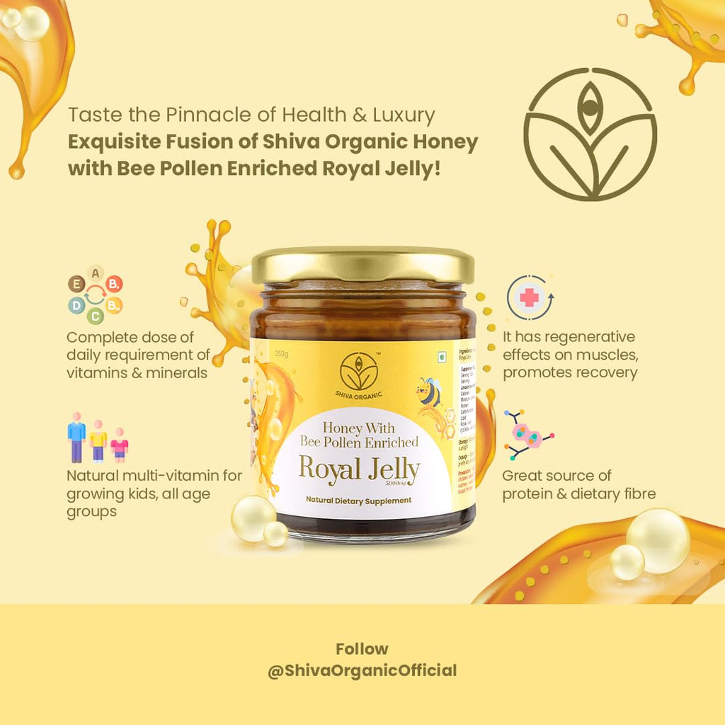Shiva Organic Honey With Bee pollen Enriched Royal Jelly - 250 gms