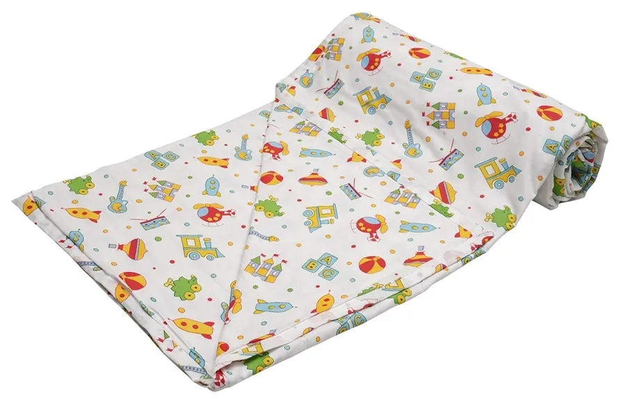 Trance Home Linen Pure Cotton Reversible Dohar Single Bed Size AC Blanket Comforter Soft Light-Weight Bed Blanket 56 x 88 inch Colour Alphabets with Dolls