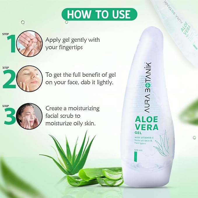 Aura Botanik Pure Aloe Vera Gel With Vitamin E - 120 ml