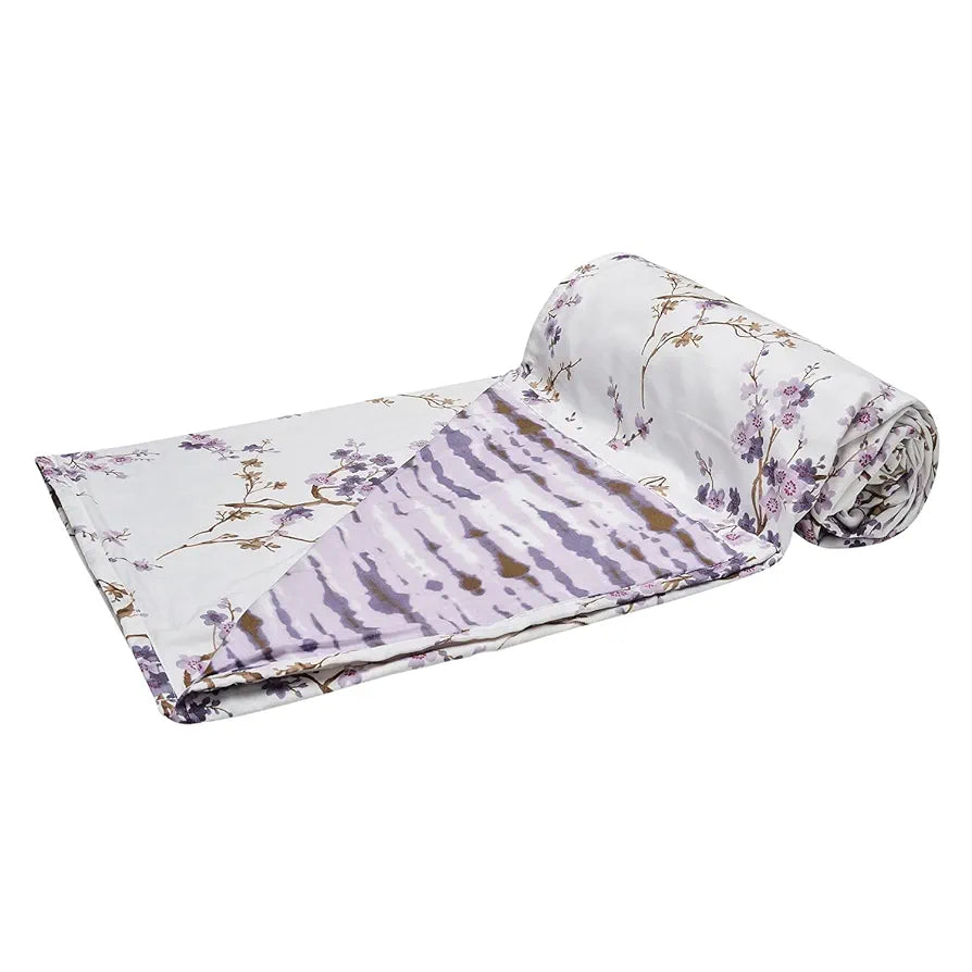 Trance Home Linen 150 GSM Pure Cotton Reversible Dohar Double Bed Size Ac Blanket Comforter Soft Light-Weight Bed Blanket Colour Akira Lavender