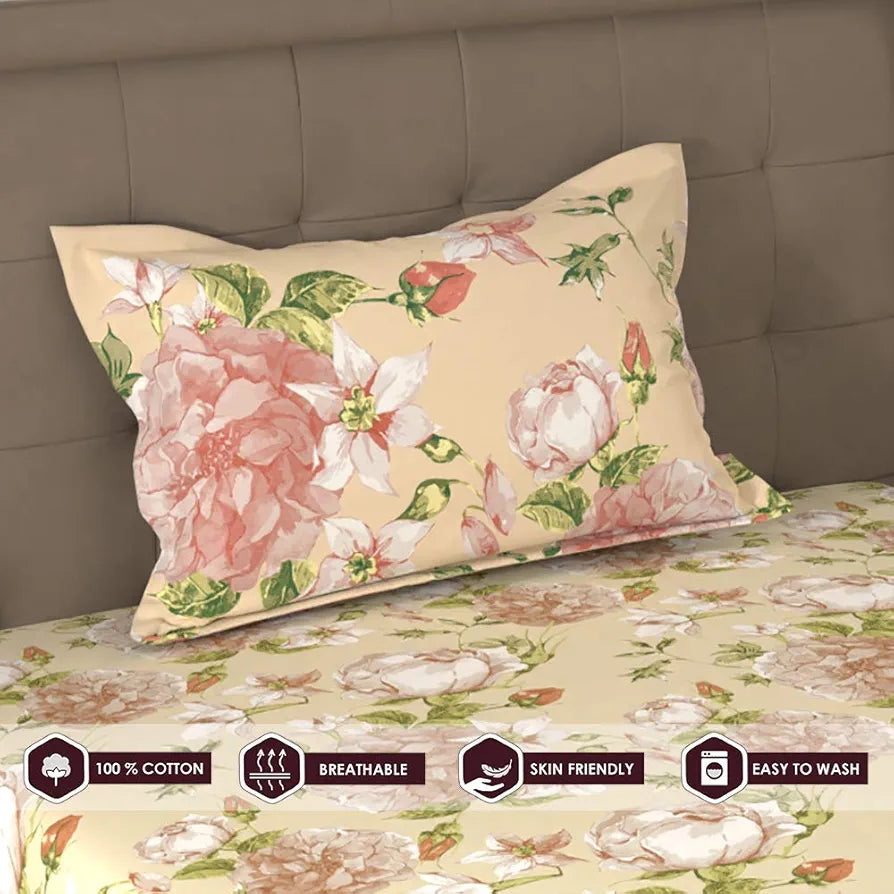 Layers Tuscany Repeat Cotton 104 TC Single Bedsheet Set Green