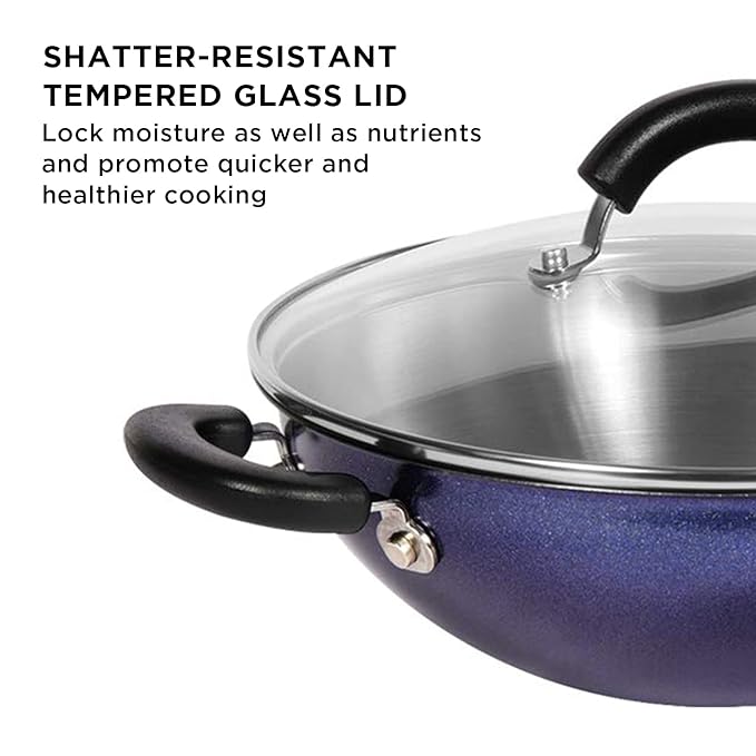 Meyer Centennial Nickel Free Kadai Steel Kadhai for Deep Frying 22cm Blue Diamond