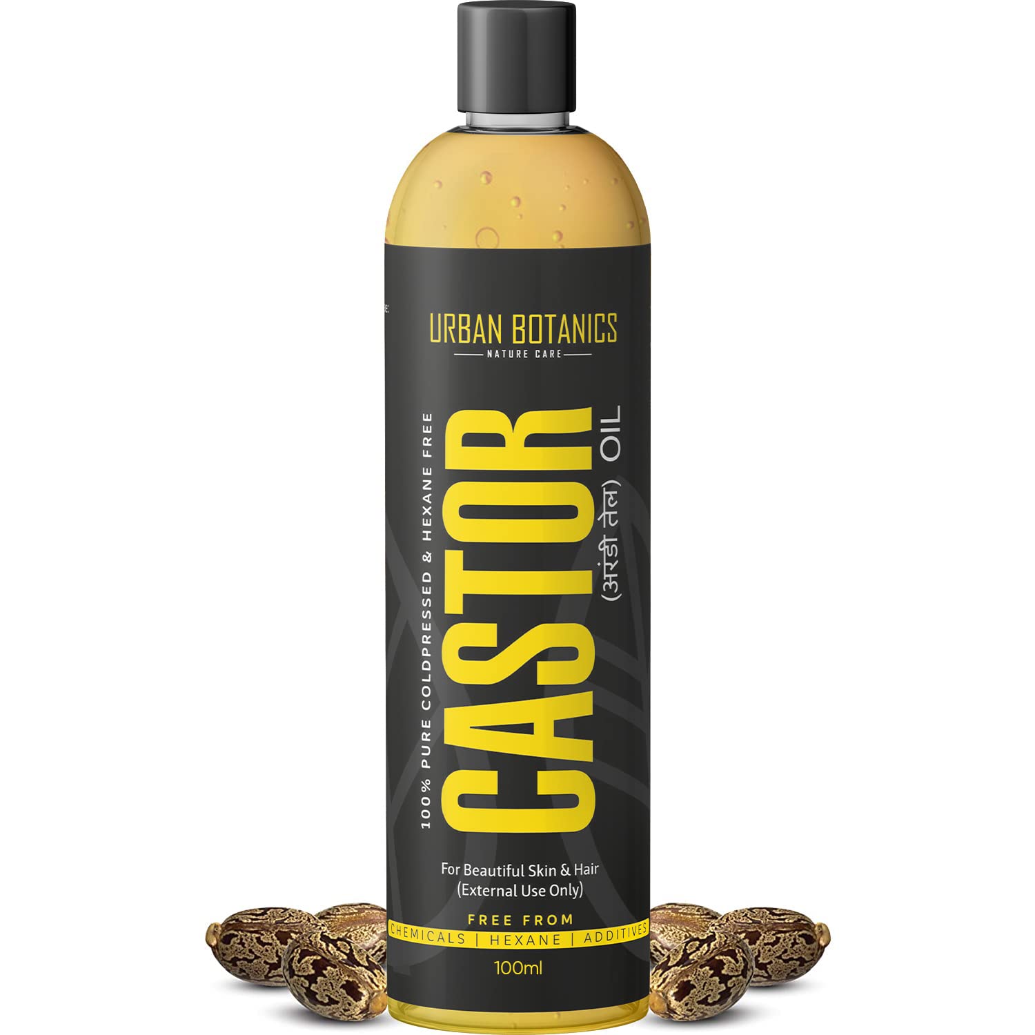 UrbanBotanicsÂ® Cold Pressed Castor Oil for Hair Growth, Skin Care, Moisturising Dry Skin, Nails, Eyelash - Virgin Grade - 100ml