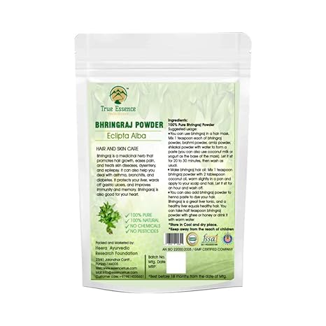 True Essence Research Foundation Natural Bhringraj Powder - 120 gms Each (Pack of 2)