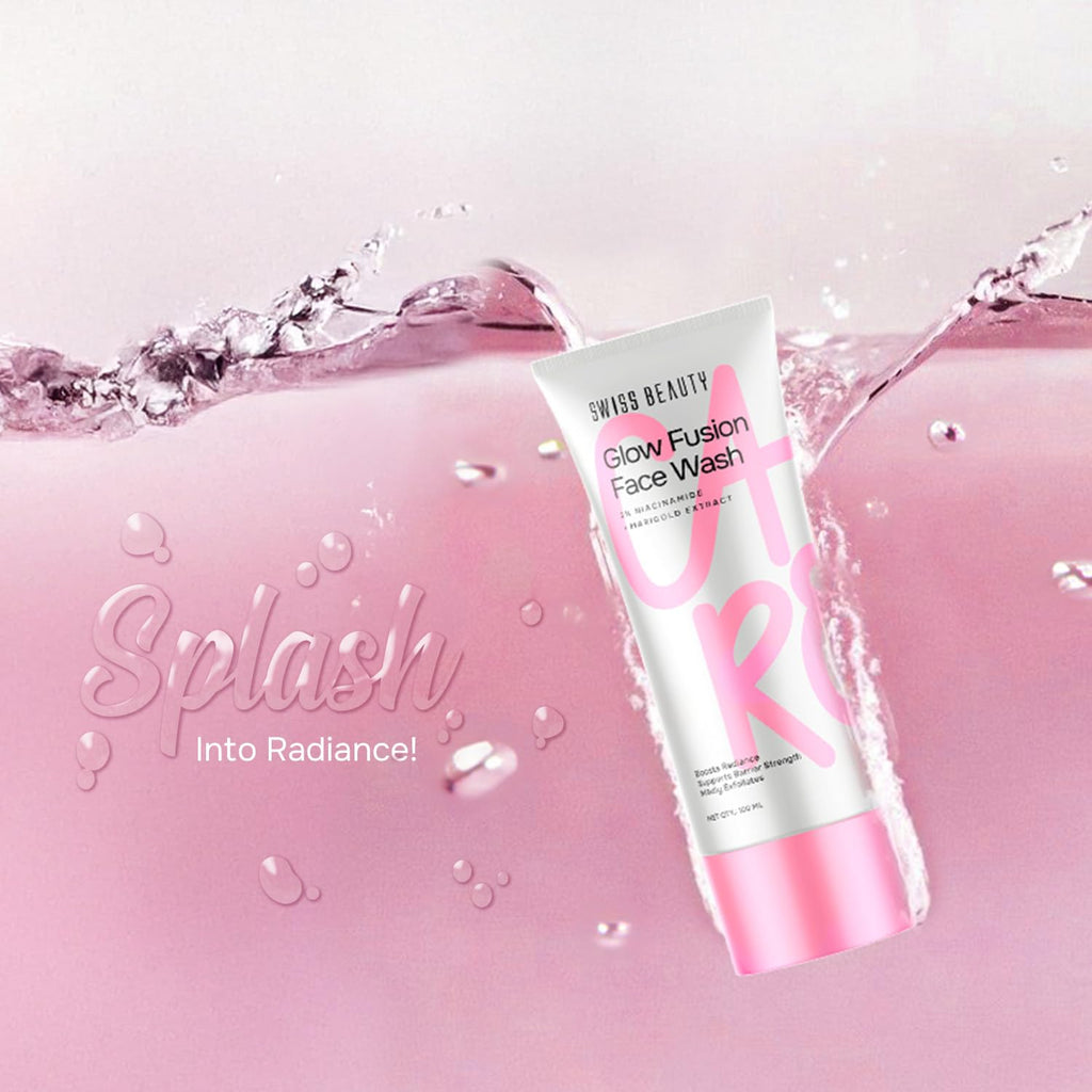 Swiss Beauty Care Glow Fusion Face Wash | Deep Yet Gentle Cleanse | 2% Niacinamide & Marigold Extract | Exfoliating | 100gm