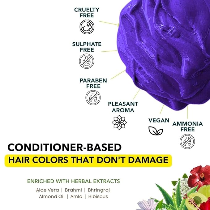 Paradyes Semi-permanent Crinkle Violet Diy Conditioner Based Hair Colour - 120 Gms