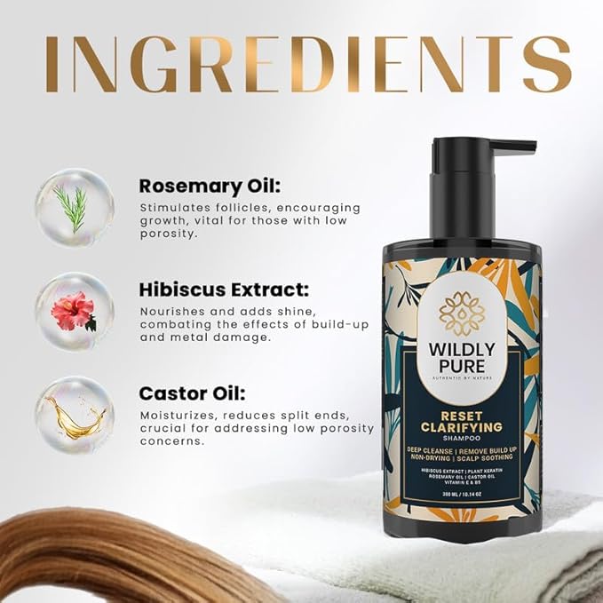 Wildly Pure Clarifying Shampoo for Hard Water & Metal Damage | Men & Women | 300 Ml | Reset