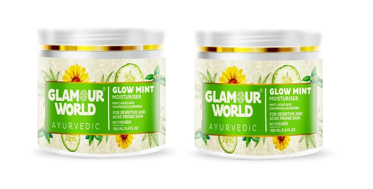GLAMOUR WORLD Ayurvedic Glow Mint Moisturiser Cream - 100 ml (Pack Of 2)