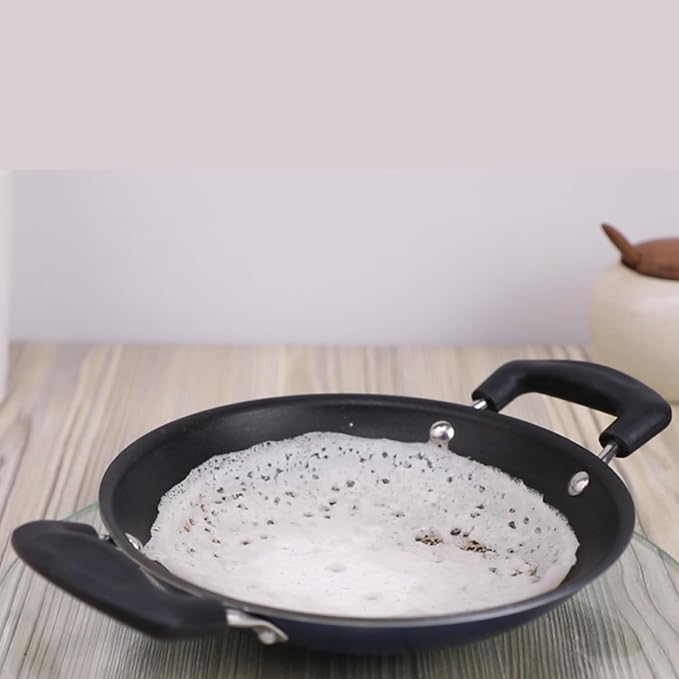 Vinod Zest Non Stick Appachetty with Lid - 20 cm| Appam Pan | 3 mm Extra Thick | 3 Layer Coating