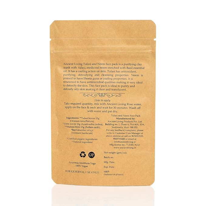 Ancient Living Organic Tulasi & Neem Face Pack - 40 gms